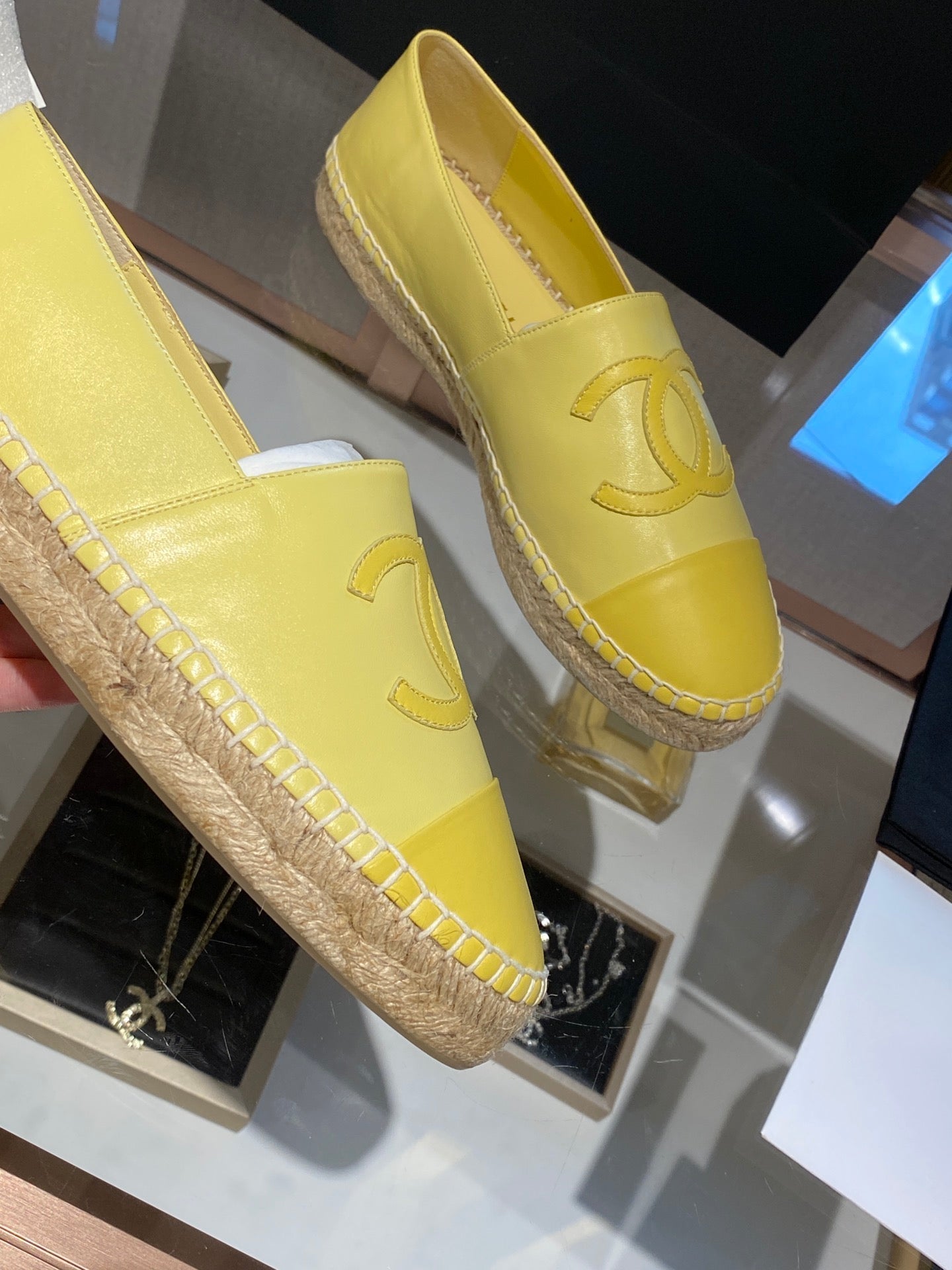 CHANEL ESPADRILLES YELLOW LAMBSKIN