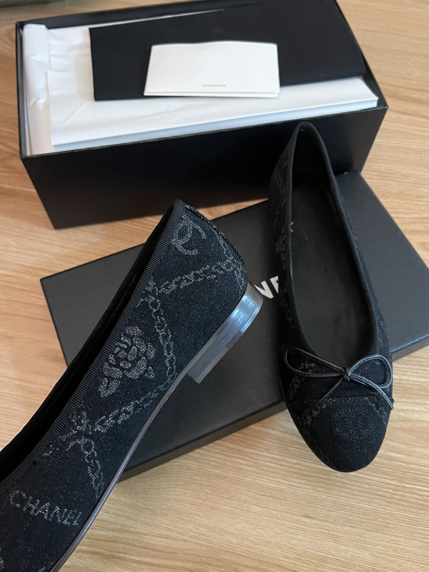 CHANEL ballet flats black denim