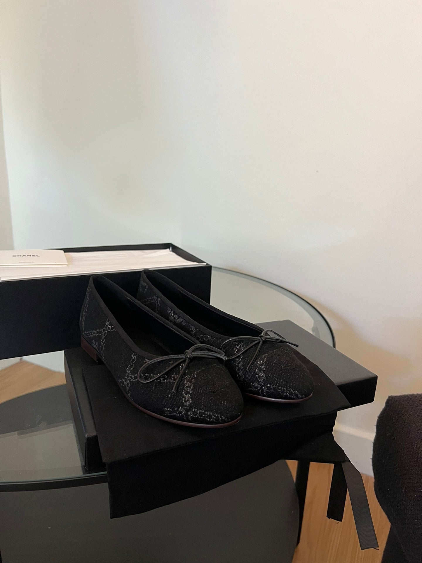 CHANEL ballet flats black denim