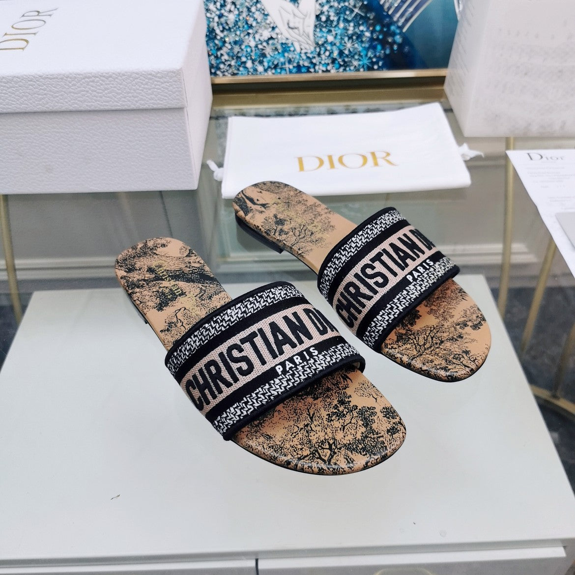 DIOR CD Mule Dway Slide 10mm Multi-motifs Style 81