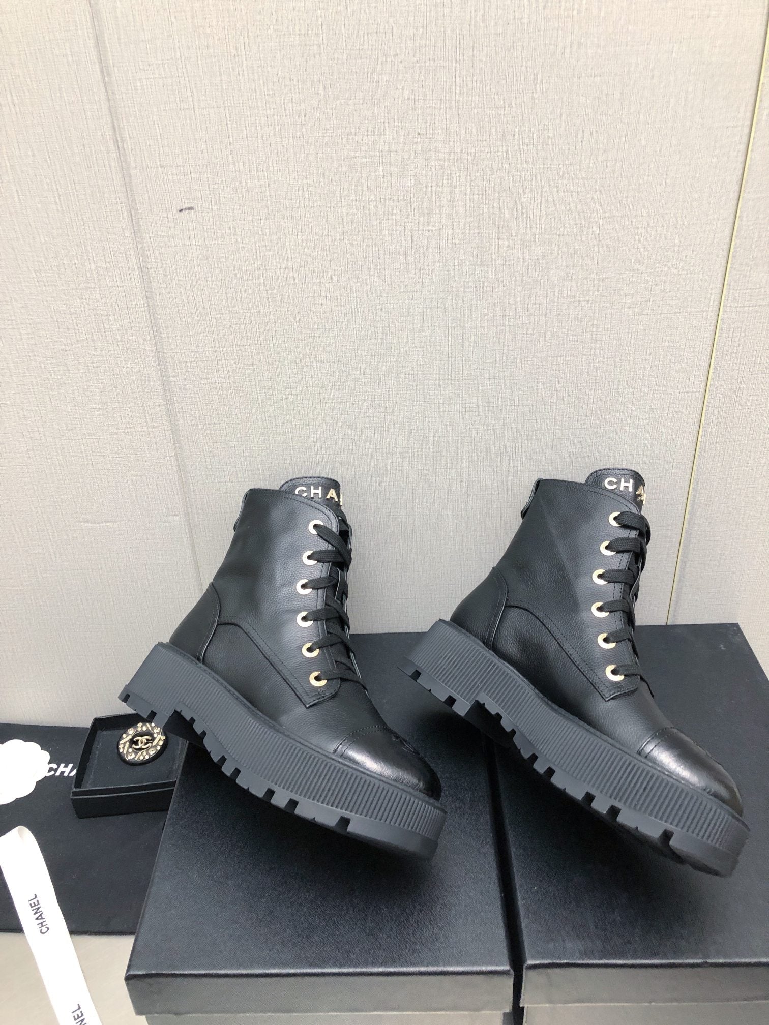 CHANEL MARTIN SHORT BOOTS BLACK LAMBSKIN