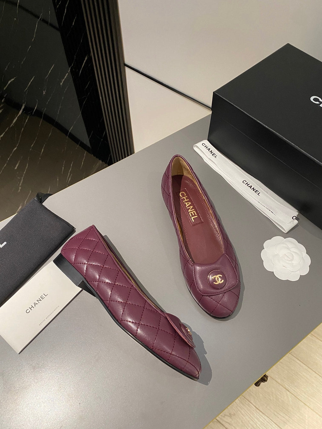CHANEL BALLET FLAT MULBERRY PURPLE LAMBSKIN