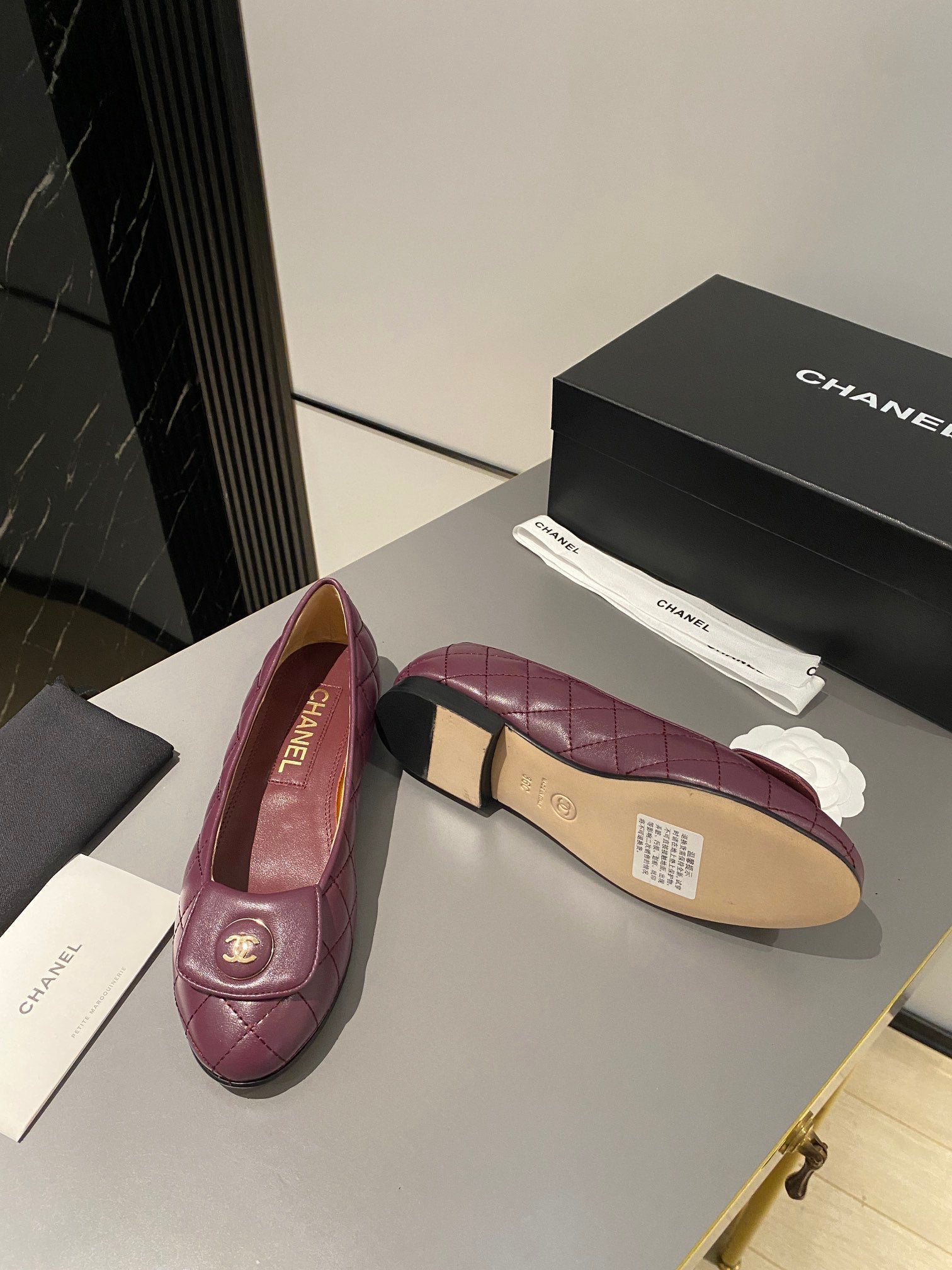 CHANEL BALLET FLAT MULBERRY PURPLE LAMBSKIN