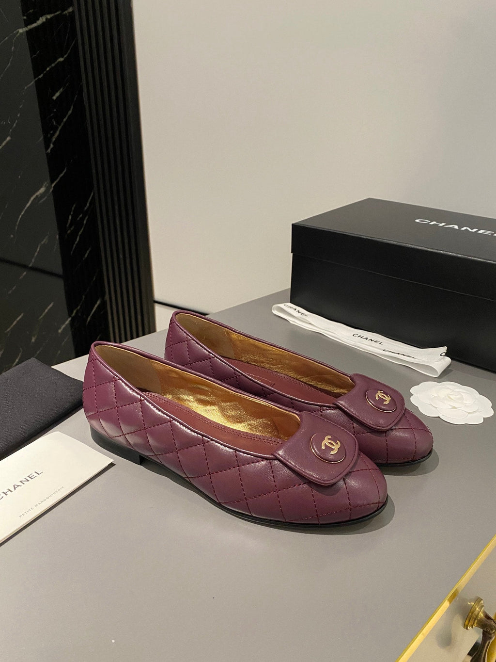 CHANEL BALLET FLAT MULBERRY PURPLE LAMBSKIN