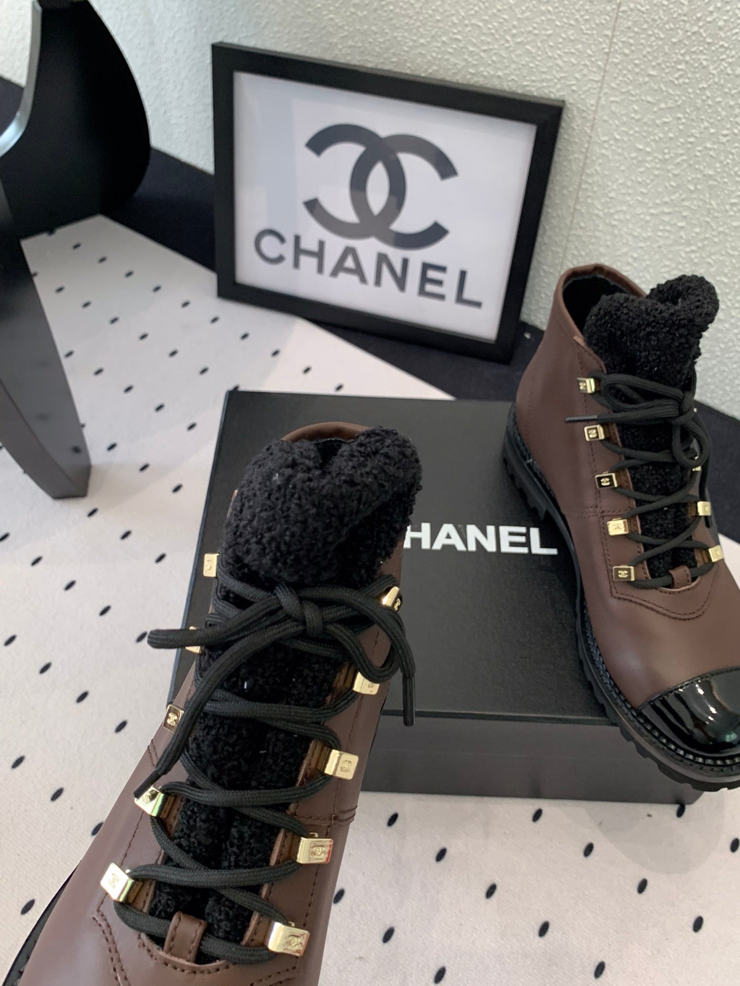 CHANEL ANKLE BOOTS IN HICKORY BROWN CALFSKIN