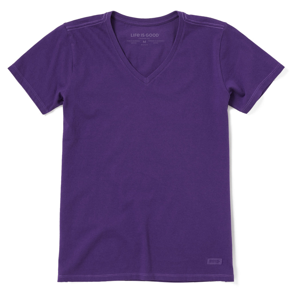 Women's Solid Short Sleeve Vee