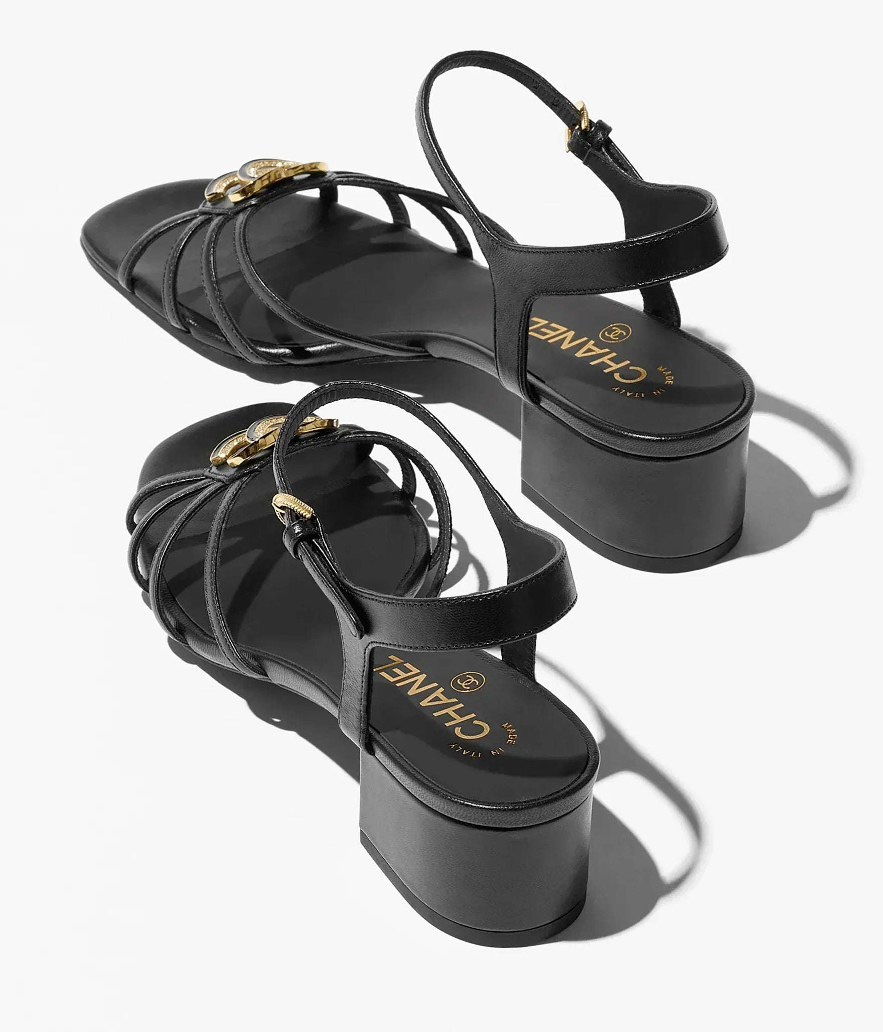 CHANEL SANDALS 40 MM IN BLACK PATENT LAMBSKIN