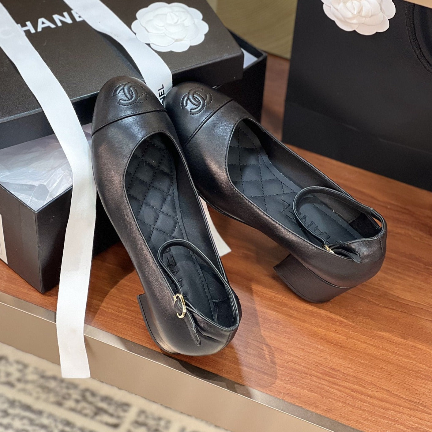 CHANEL SLINGBACKS BLACK LAMBSKIN
