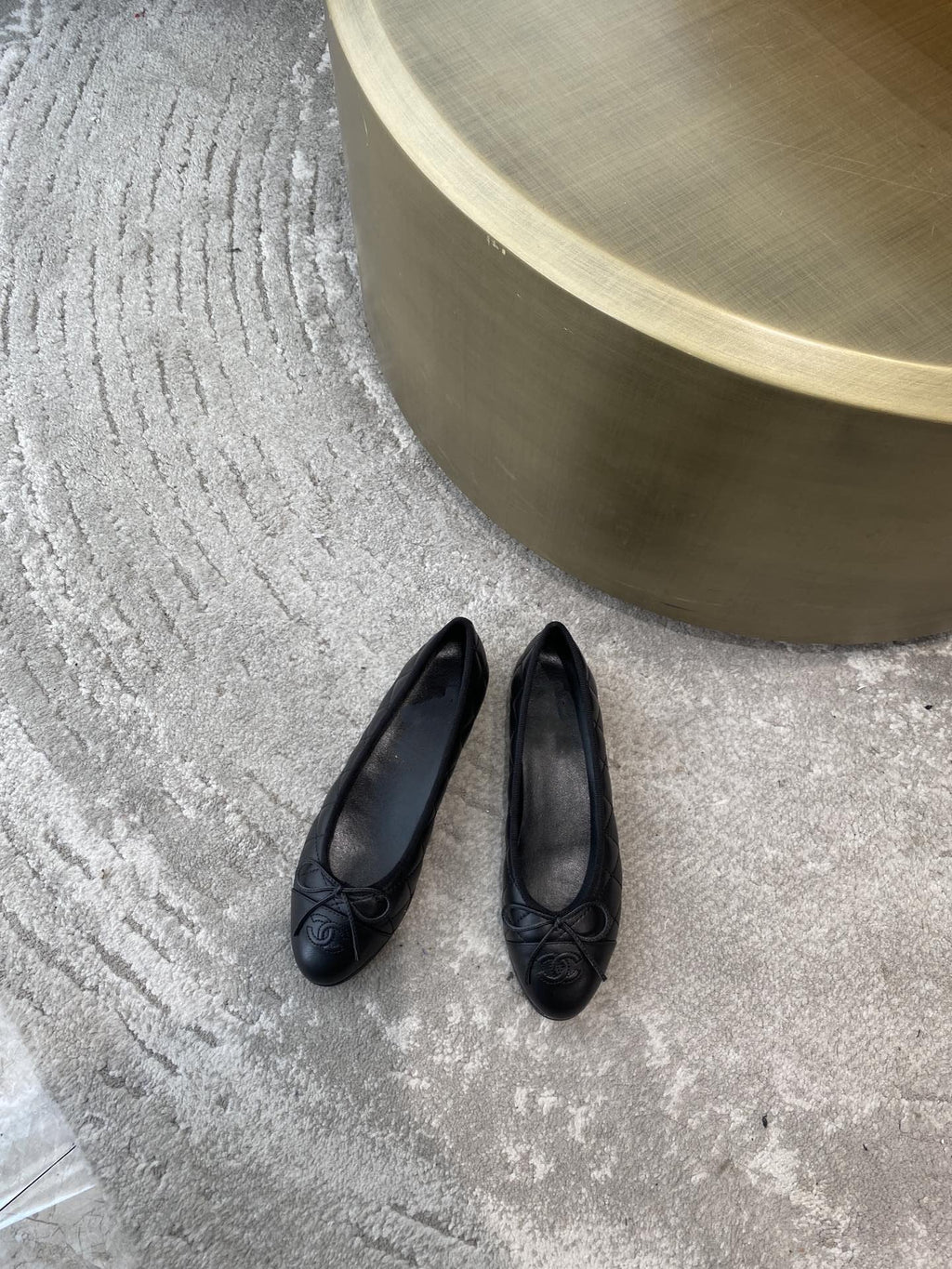 CHANEL BALLET FLATS ALL BLACK QUILTED LAMBSKIN