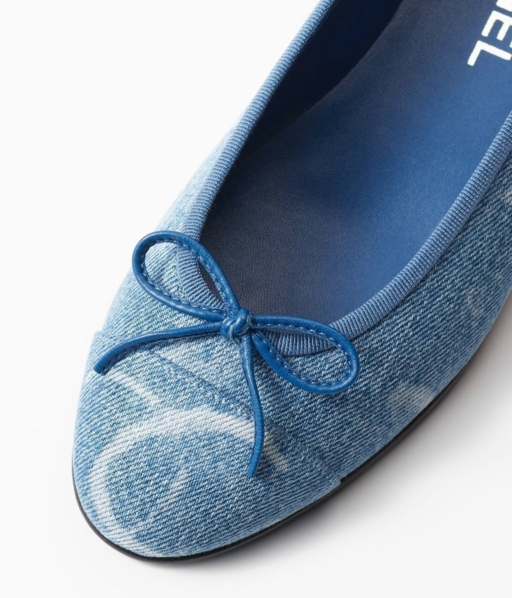 CHANEL BALLET FLATS LIGHT BLUE WHITE DENIM