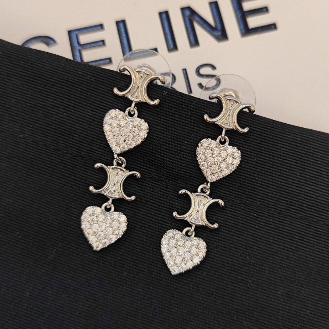 18K Celine Heart Pendant Earrings