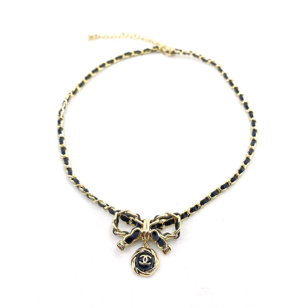 18K  Chanel Rhinestone Bow Tie Necklace