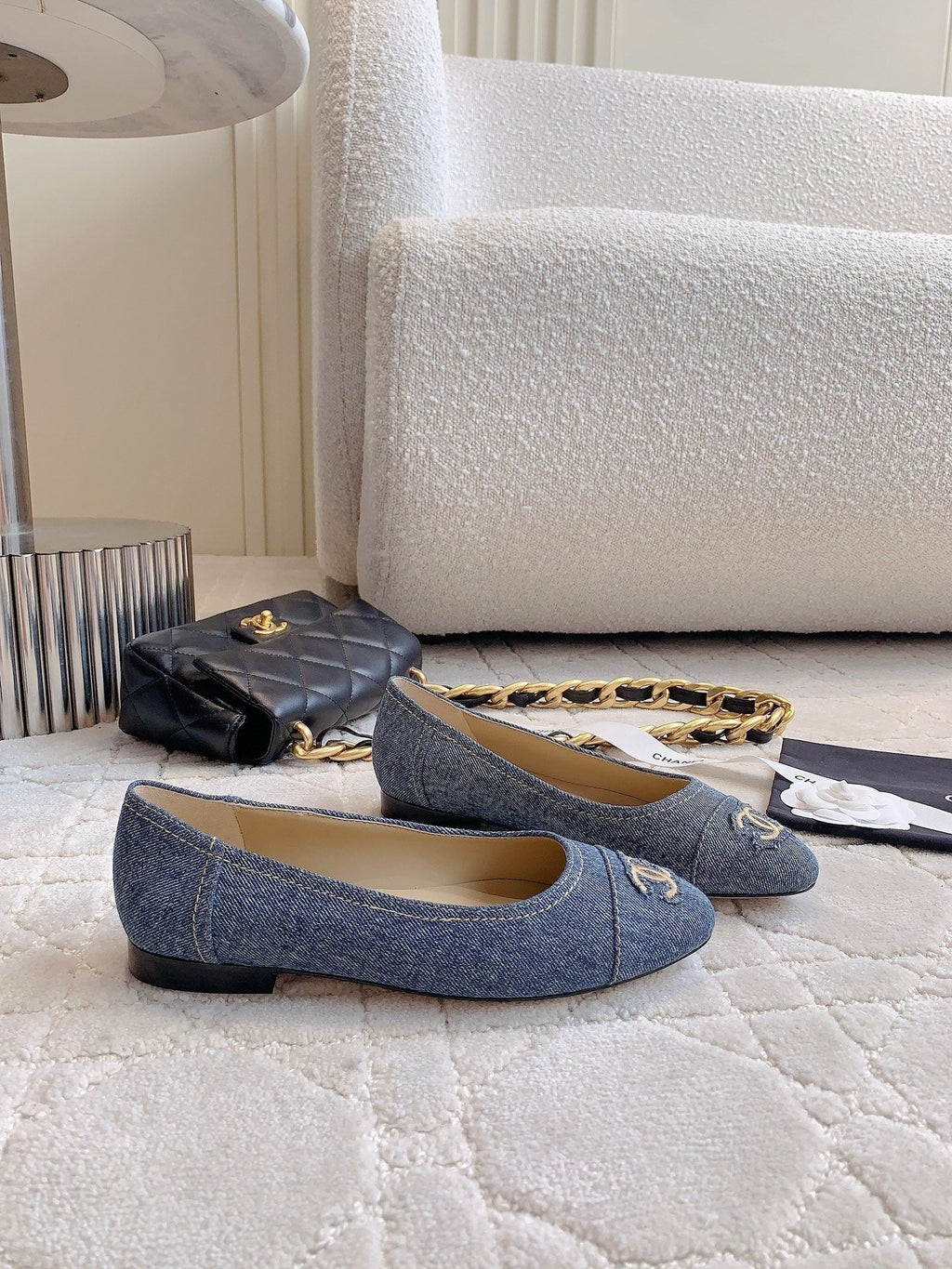 CHANEL BALLET FLATS IN AEGEAN BLUE DENIM