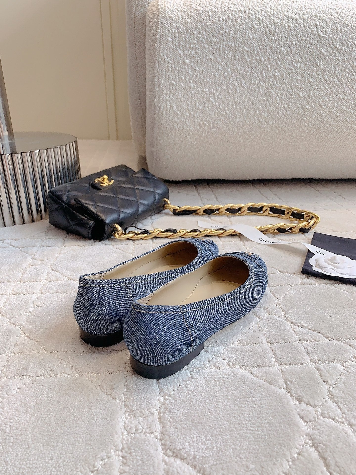 CHANEL BALLET FLATS IN AEGEAN BLUE DENIM