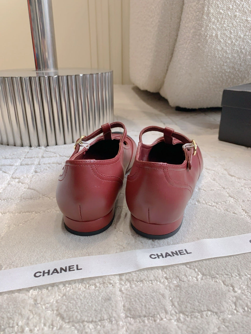 CHANEL 25S MARY JANE IN BLACK AND ROSEWOOD CALFSKIN GOLD HARDWARE