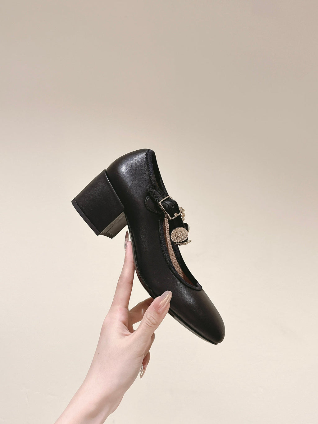 CHANEL HIGH MARY JANE BLACK LAMBSKIN