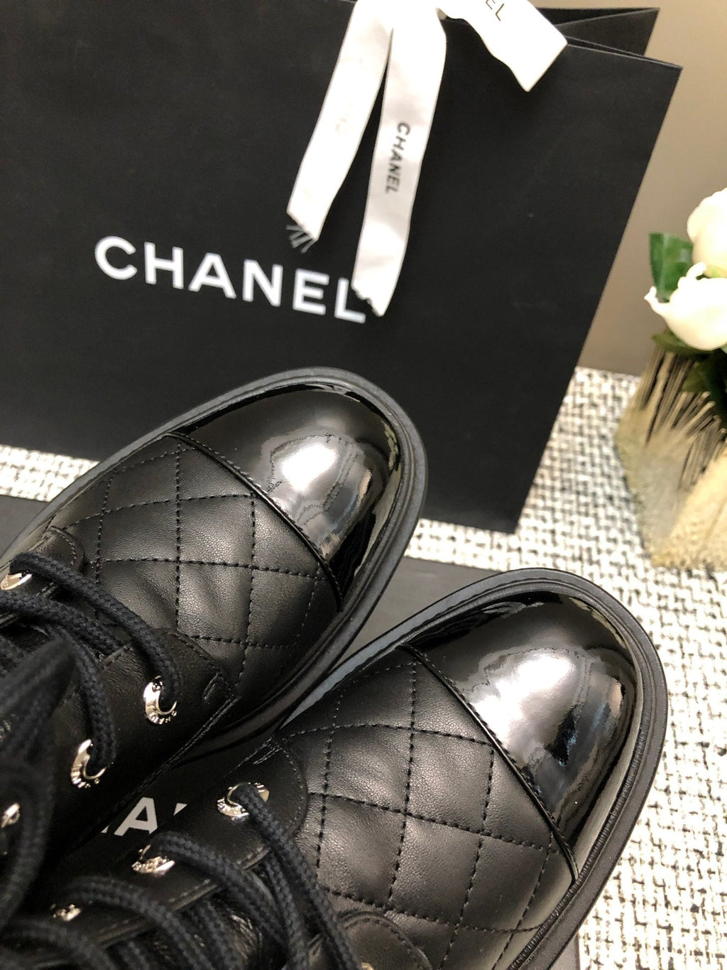 CHANEL SHORT BOOTS BLACK LAMBSKIN