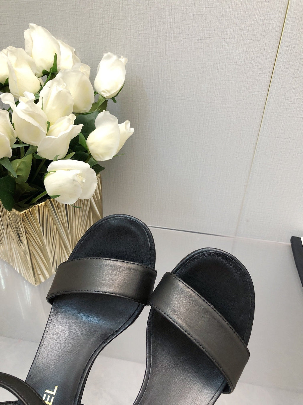 CHANEL BLOCK HEEL 5 CM SANDAL IN BLACK LAMBSKIN