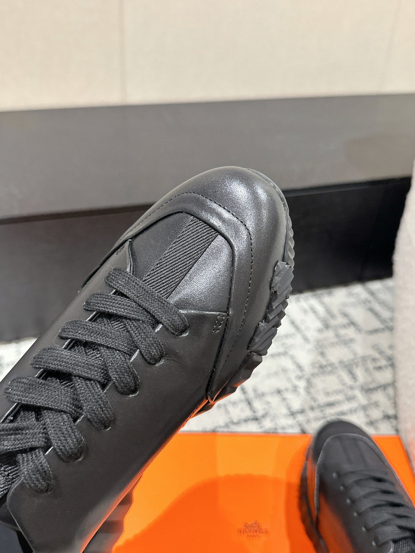 HERMES BOUNCING SNEAKER IN FULL BLACK CALFSKIN