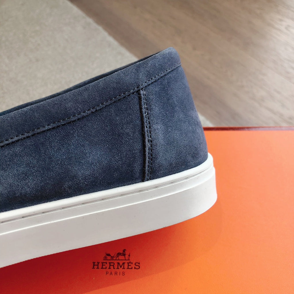 HERMES GAME SLIP-ON SNEAKER NAVY SUEDE