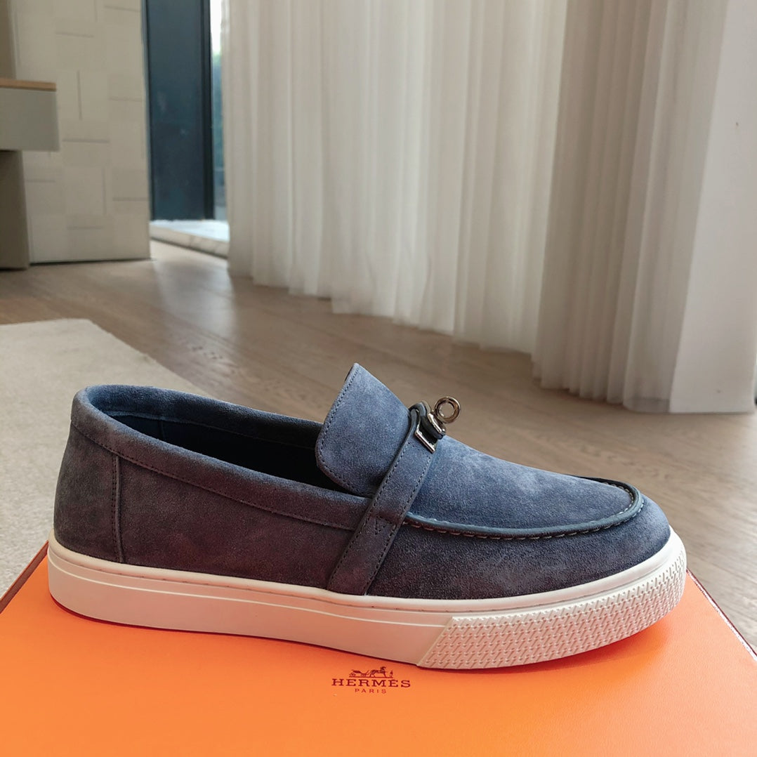 HERMES GAME SLIP-ON SNEAKER NAVY SUEDE