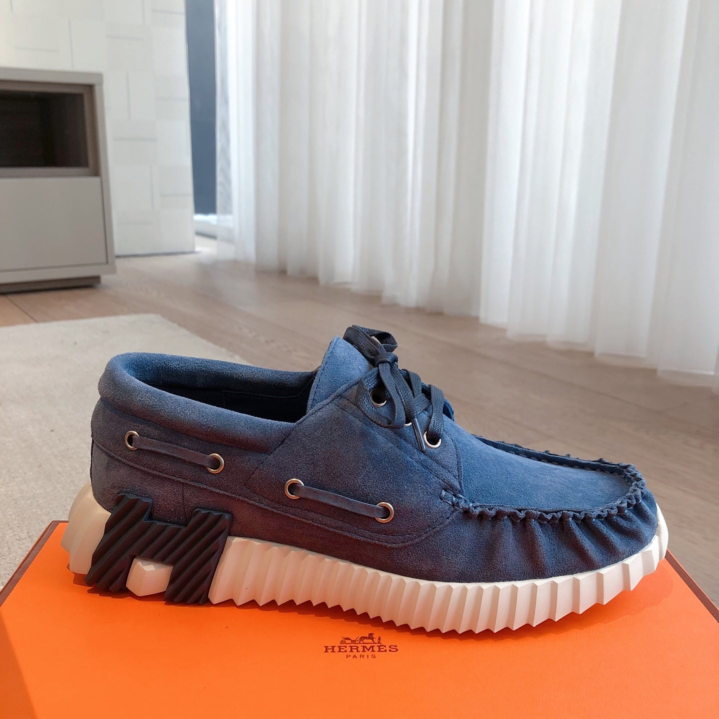 HERMES KETCH SNEAKER IN ROYAL BLUE SUEDE