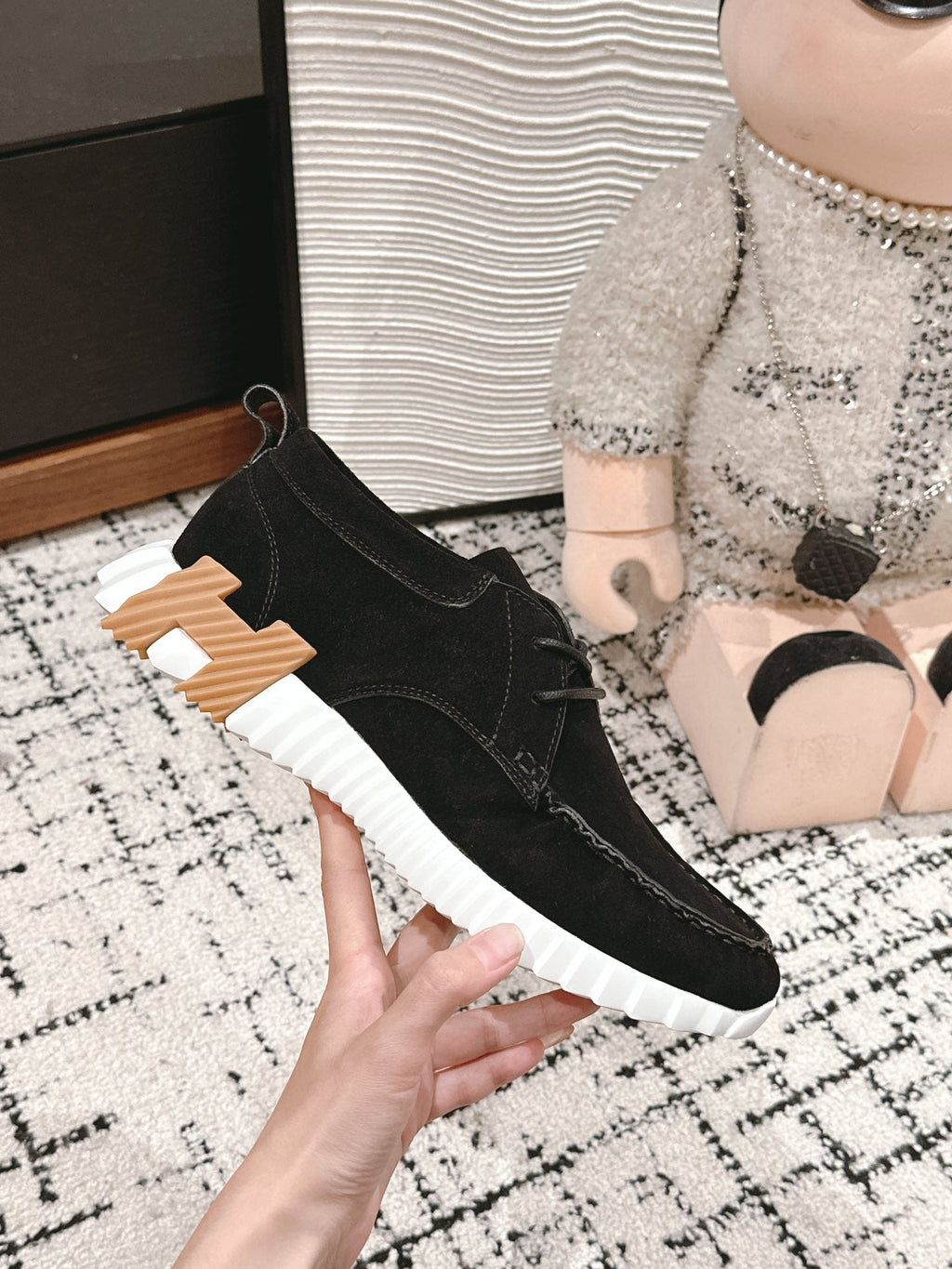 HERMES INCREASE SNEAKER IN BLACK SUEDE