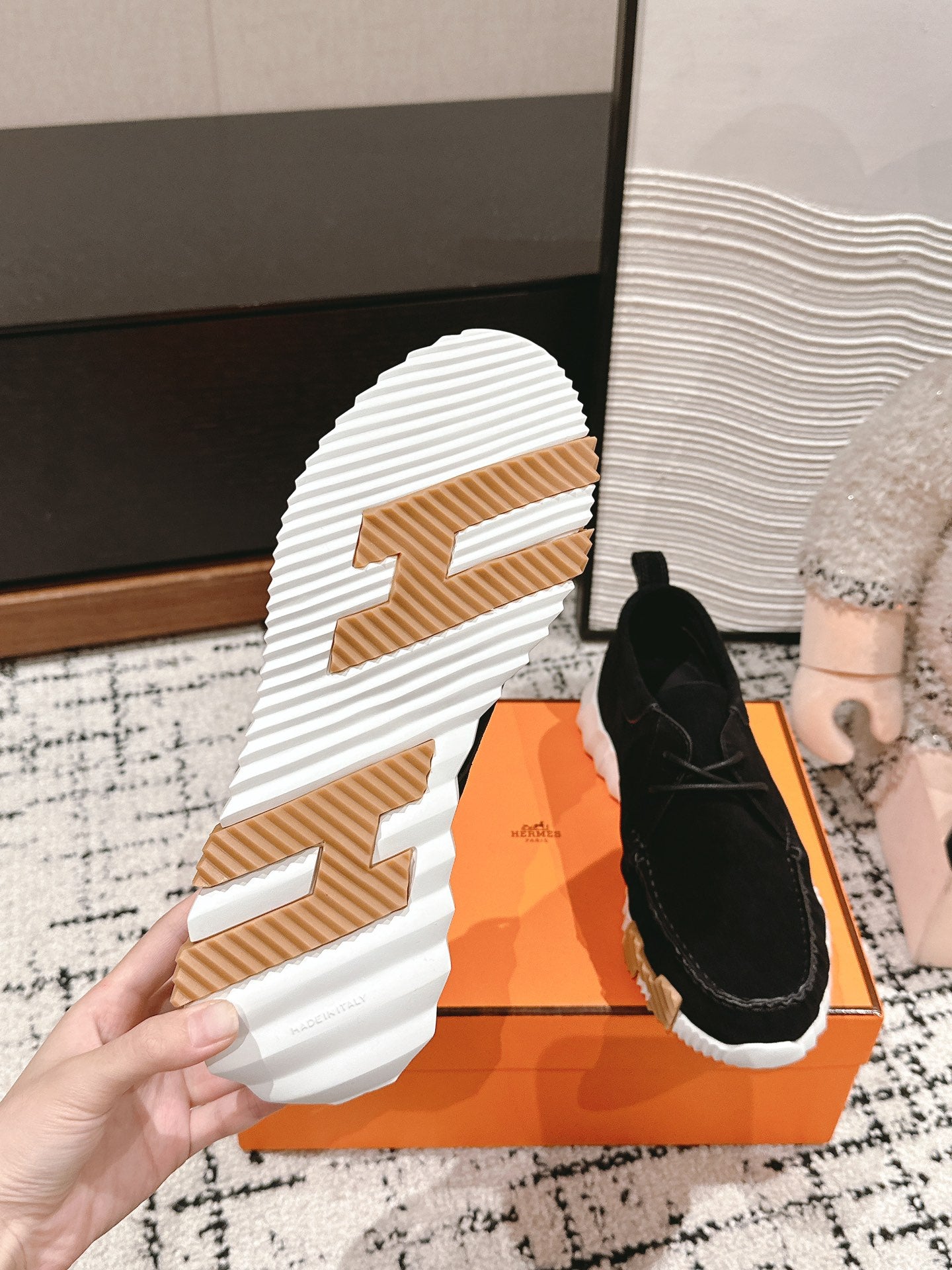 HERMES INCREASE SNEAKER IN BLACK SUEDE