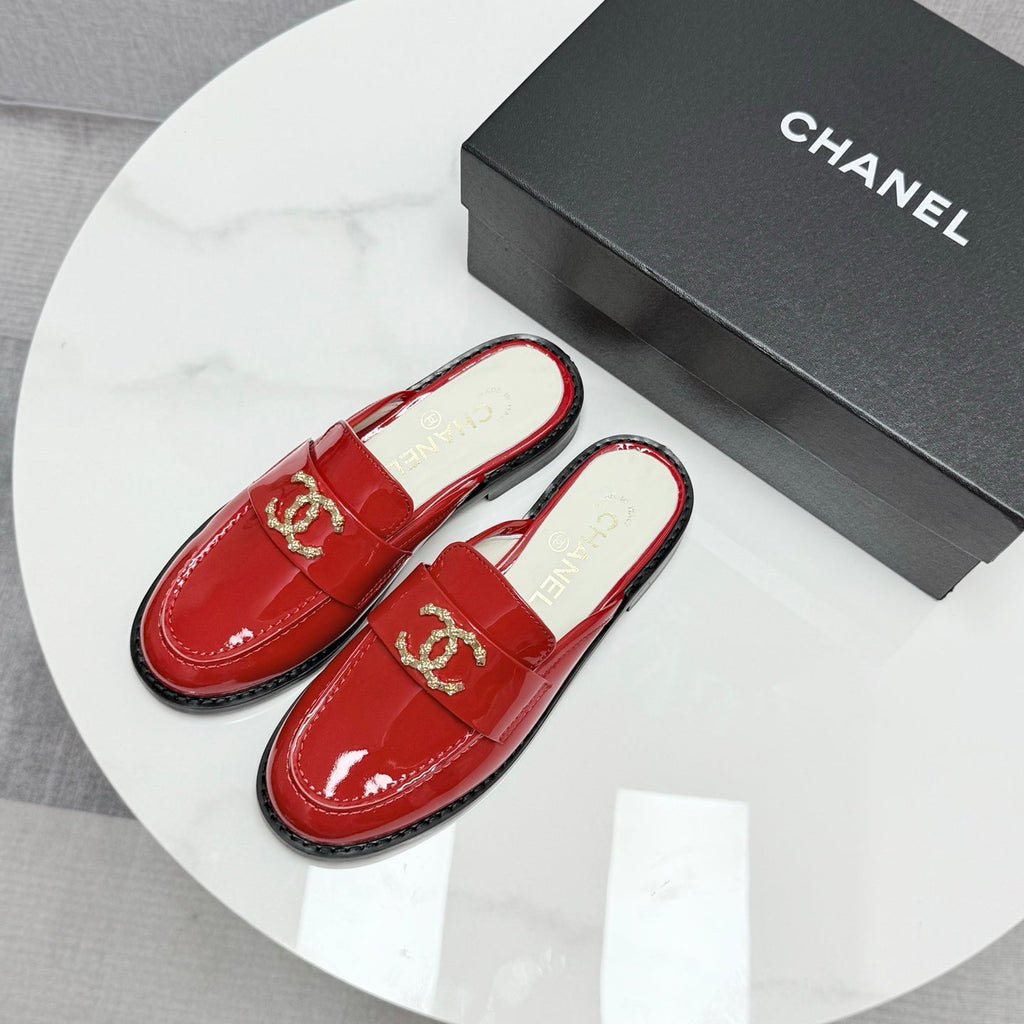 CHANEL FLAT MULE 25S IN RED CALFSKIN STYLE 8