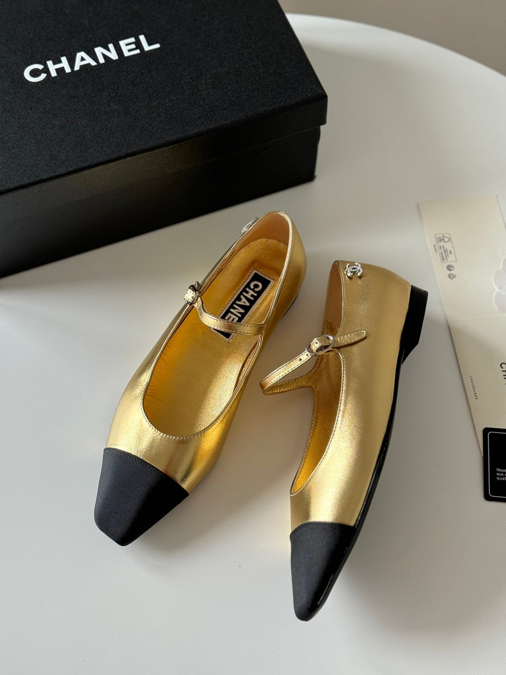 CHANEL MARY JANE GOLDEN MIX BLACK CALFSKIN