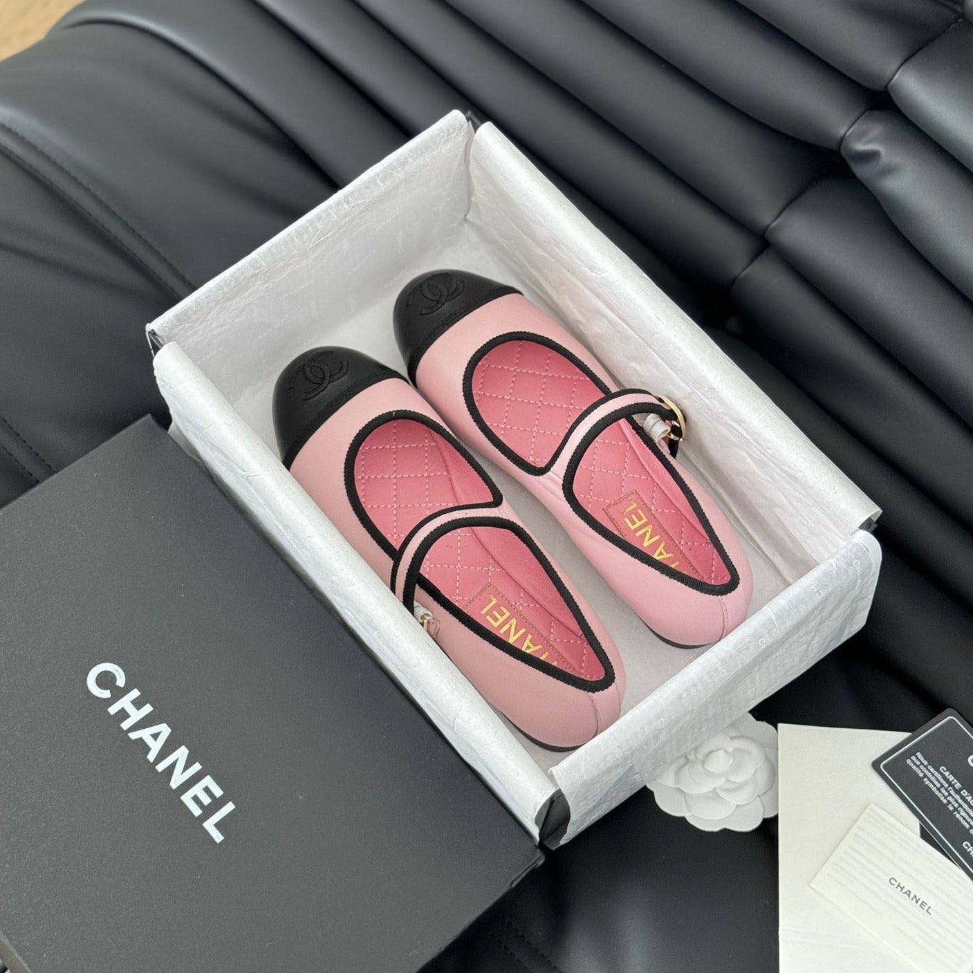 CHANEL Double C Marry Jane Shoes Light Pink Lambskin