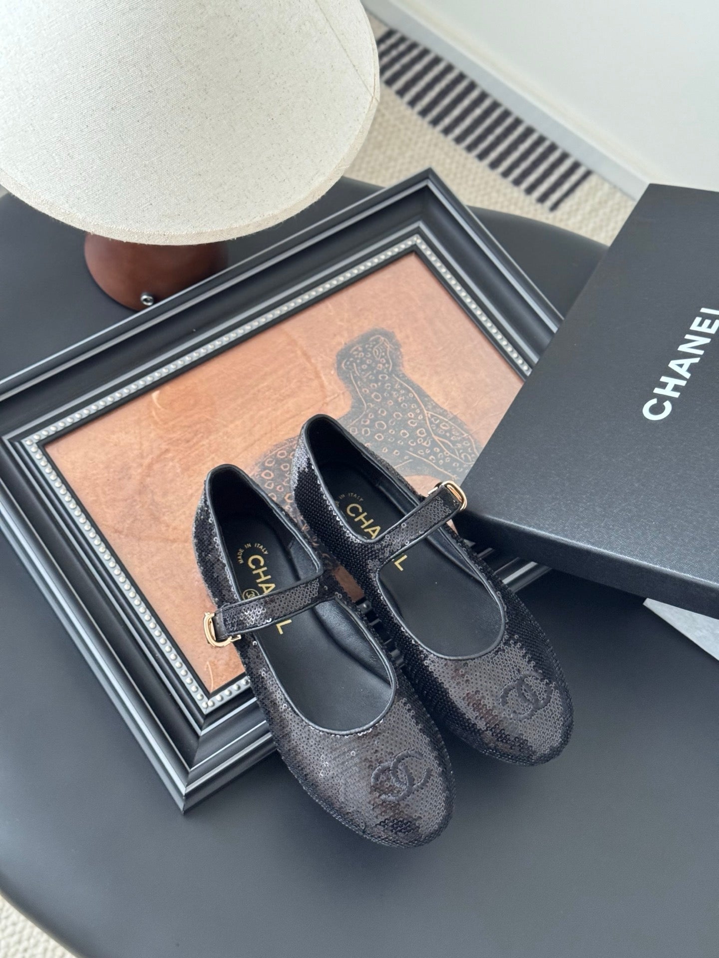 CHANEL BALLET IN BLACK SEQUINS