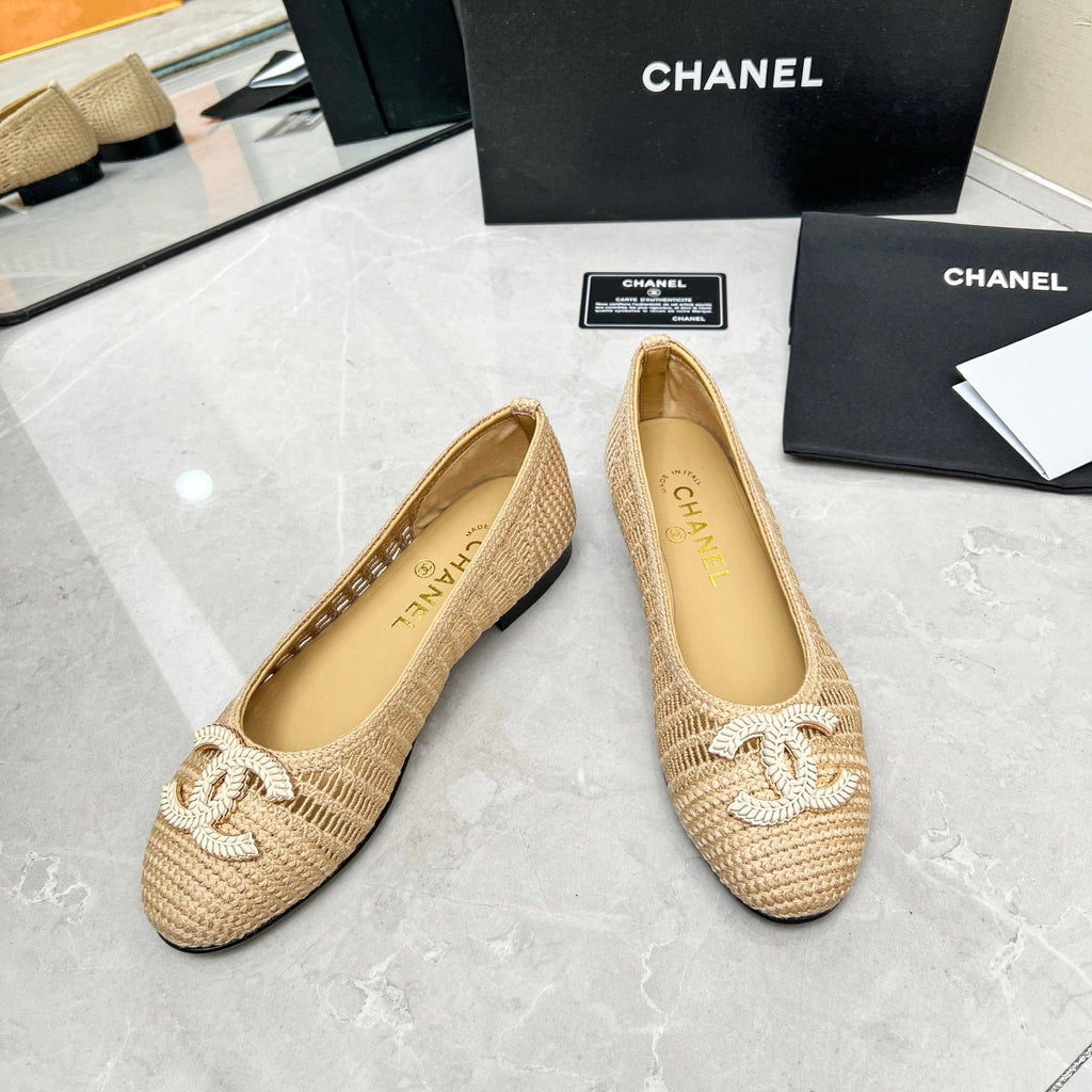 CHANEL BALLET FLAT 10 MM IN BEIGE RAFFIA