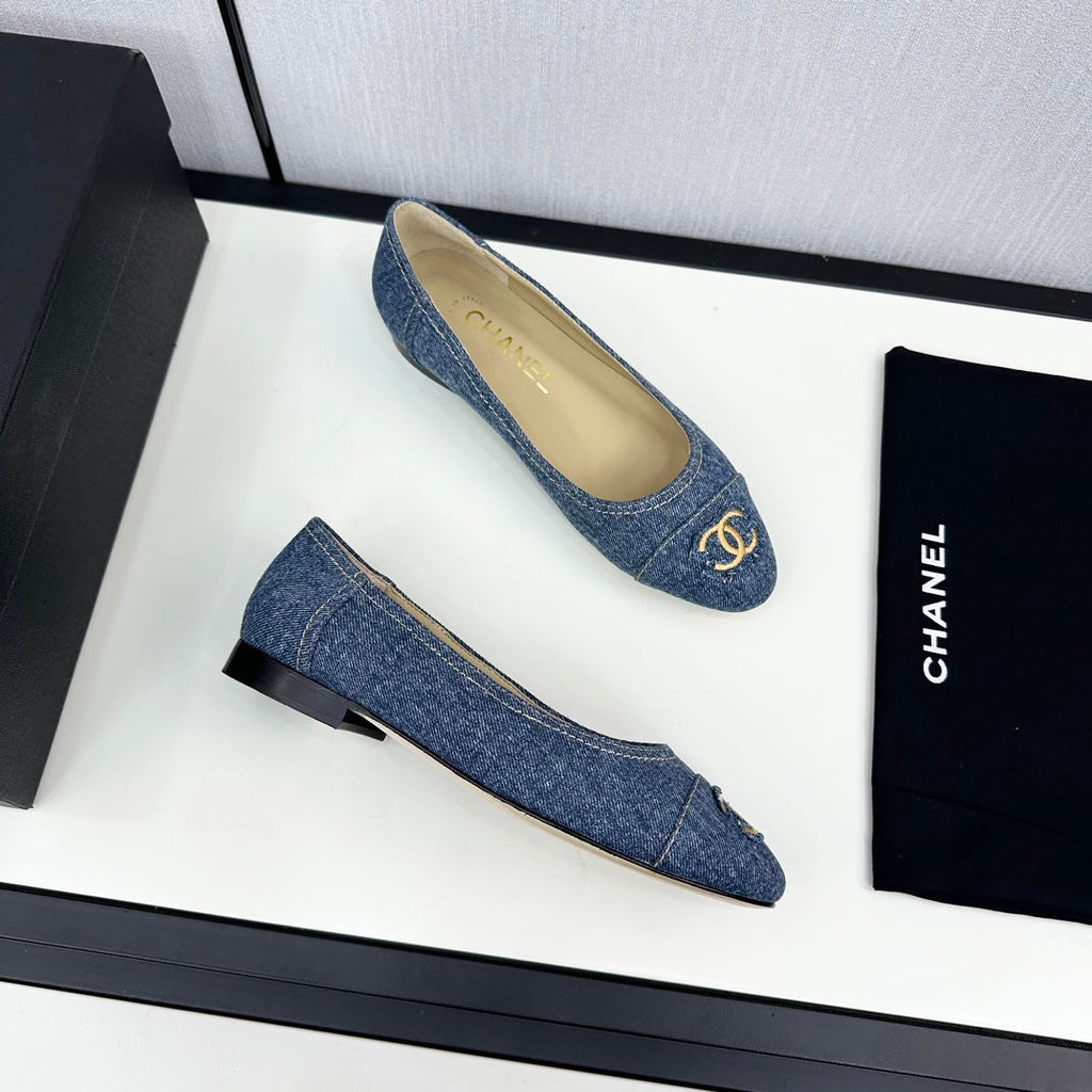CHANEL ballet flat blue denim 166815