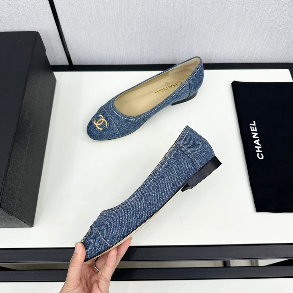 CHANEL ballet flat blue denim 166815