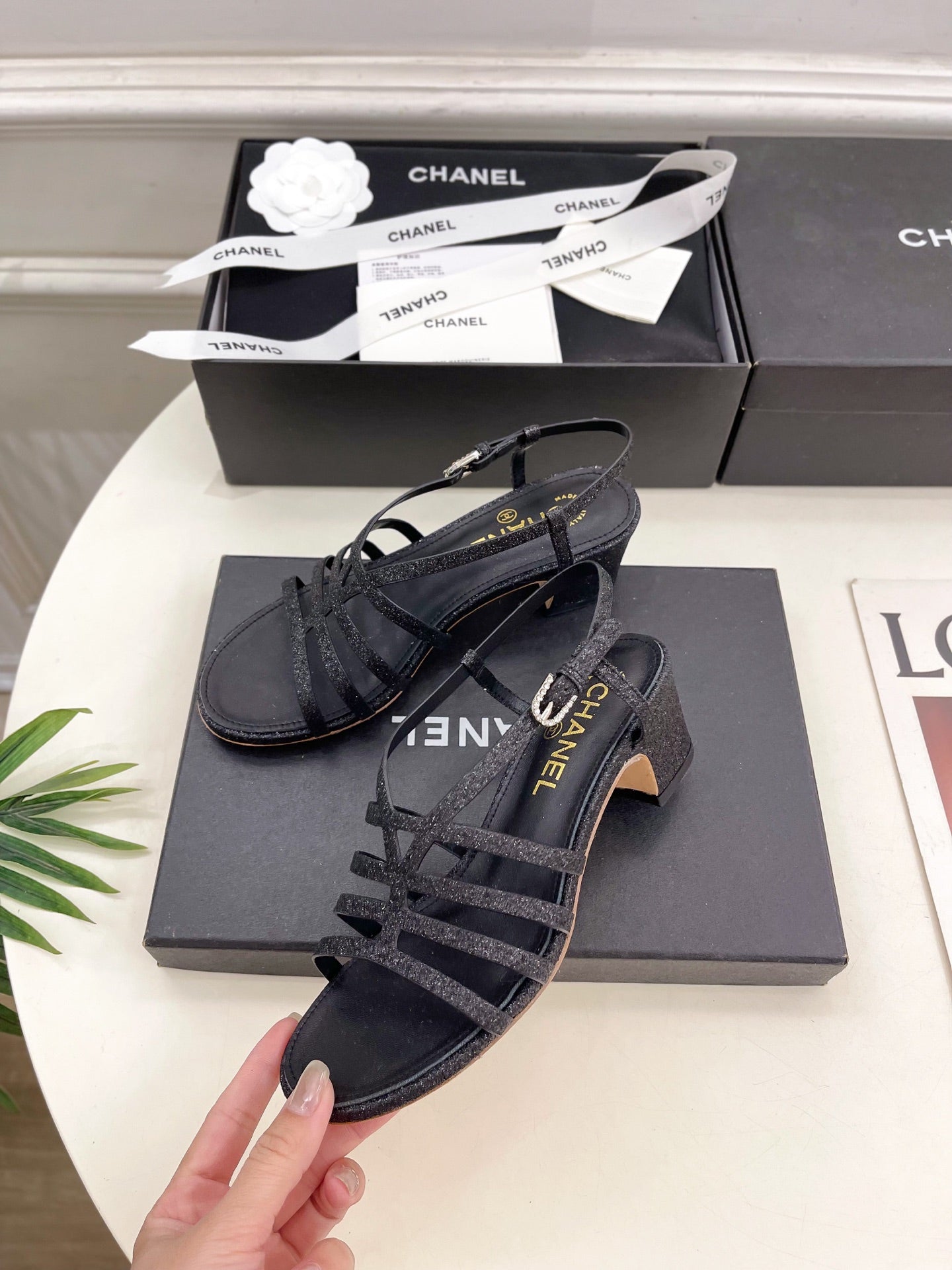 CHANEL BLACK ROMAN 5 CM SANDALS