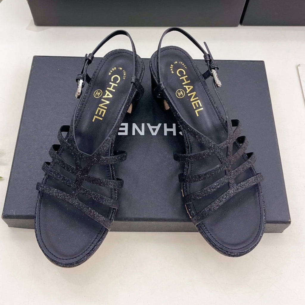 CHANEL BLACK ROMAN 5 CM SANDALS