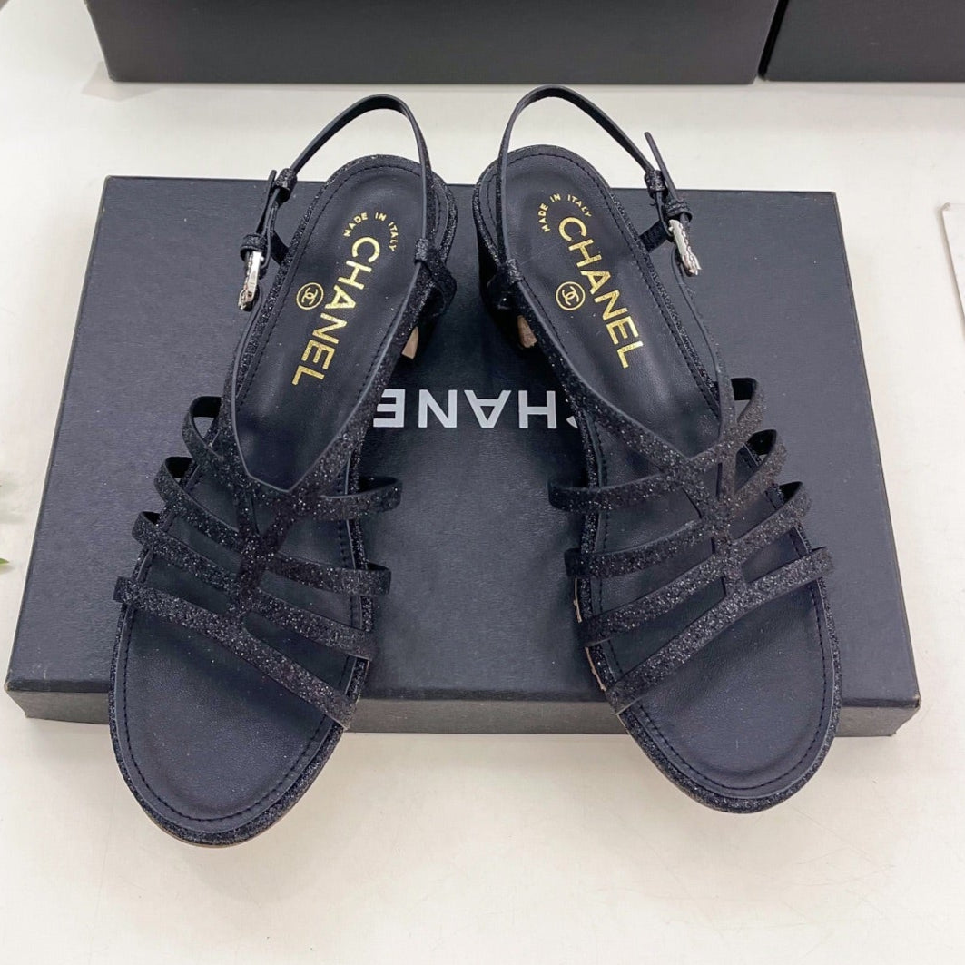CHANEL BLACK ROMAN 5 CM SANDALS